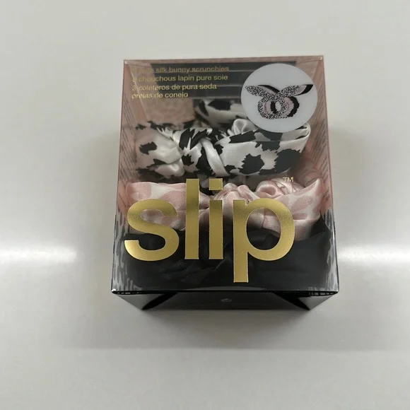 Slip Silk Set of 3 Bunny Scrunchies slip Bunny Scrunchie 3 Pack in Pink, White & Caramel | FWRD main image 4